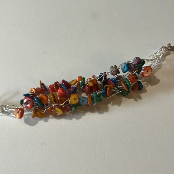 NWOT Handcrafted Multi-Colored Wired Bead Bracelet - Picture 2 of 2